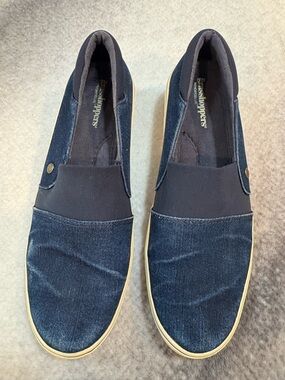 Grasshoppers Indie Wedge Slip-On Navy Blue Denim Comfort Shoes - Women’s 6.5